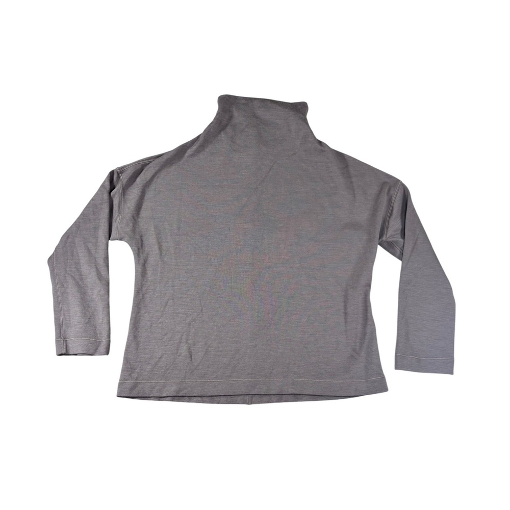 Lululemon Merino Wool Blend Turtleneck Sweater Grey Purple Size 4 Relaxed Fit
